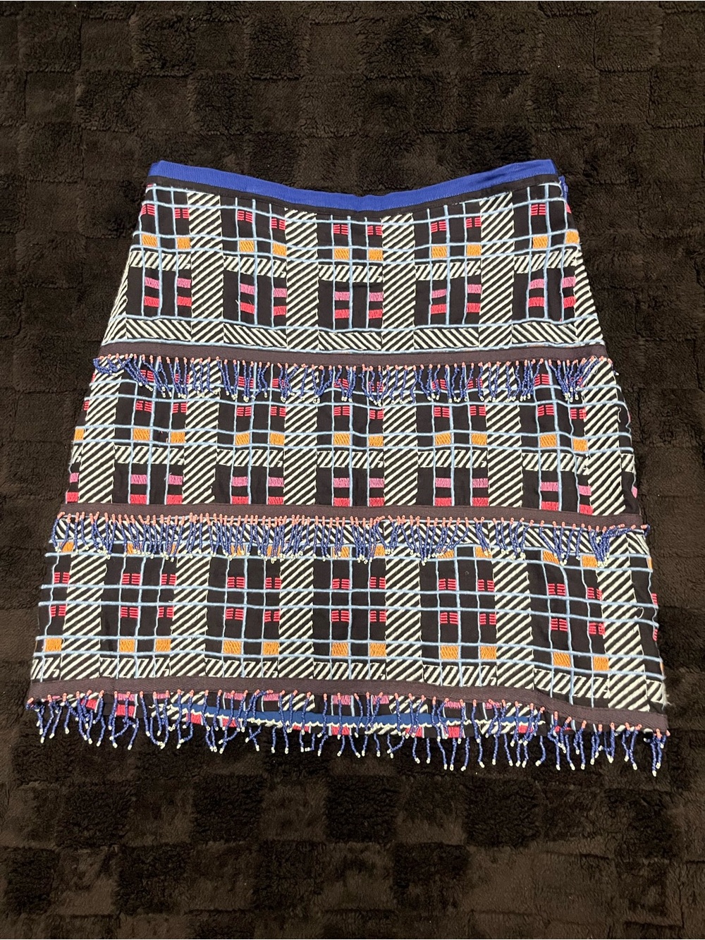 Maeve Anthropologie Women’s skirt Size 12 Beaded Fringe Aztec Print